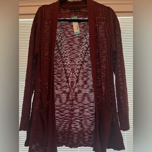 NWT Beautiful Burgandy Cardigan By Love Ellie Size Large